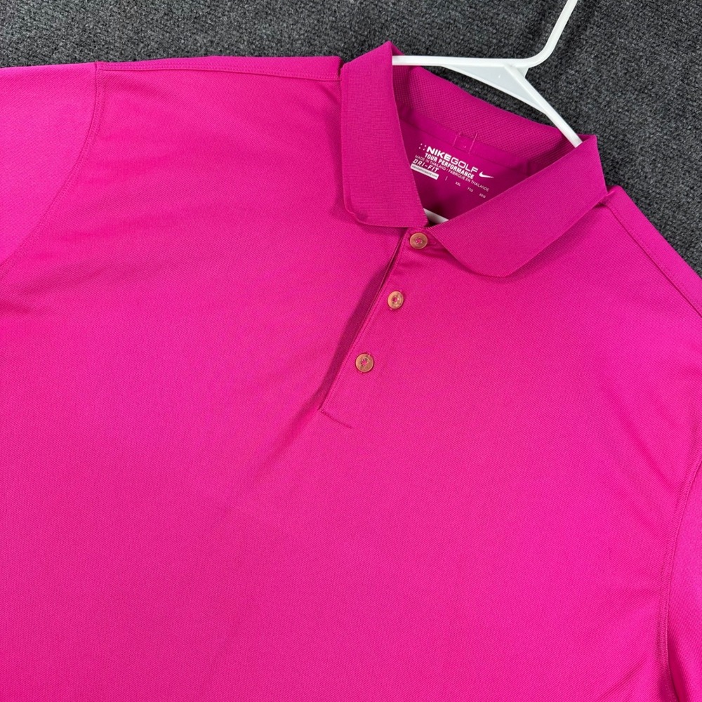 Nike Polo Shirt Mens XXL 2XL Pink Dri Fit Tour Performance Short Sleeve Golf